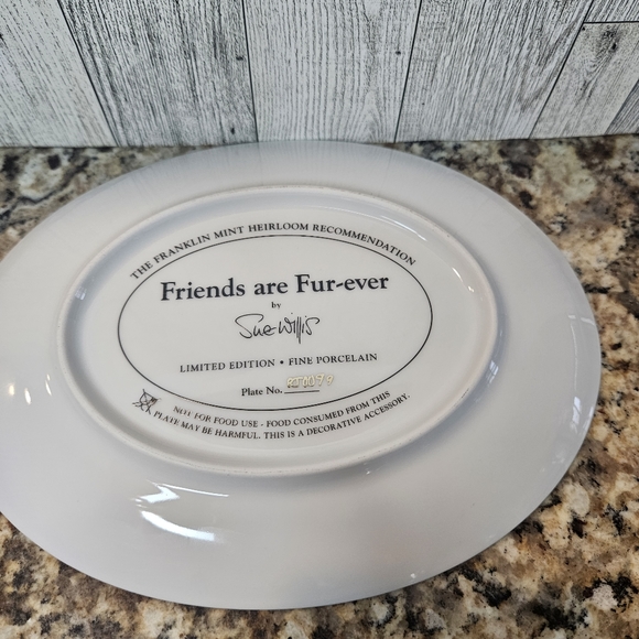 Franklin Mint FRIENDS ARE FUR-EVER Bear Collector's Plate Sue Willis Franklin - Picture 2 of 11